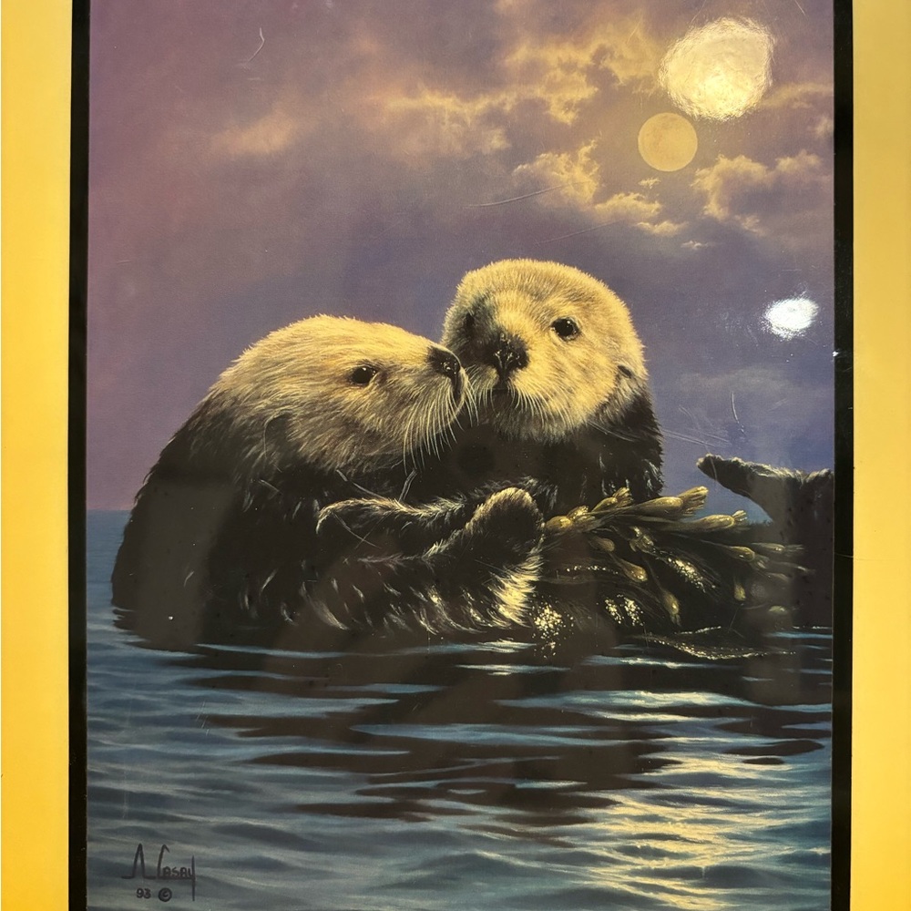 “To Love One An Otter” Ceramic Tile Art By Anthony Casay Wall Hanging